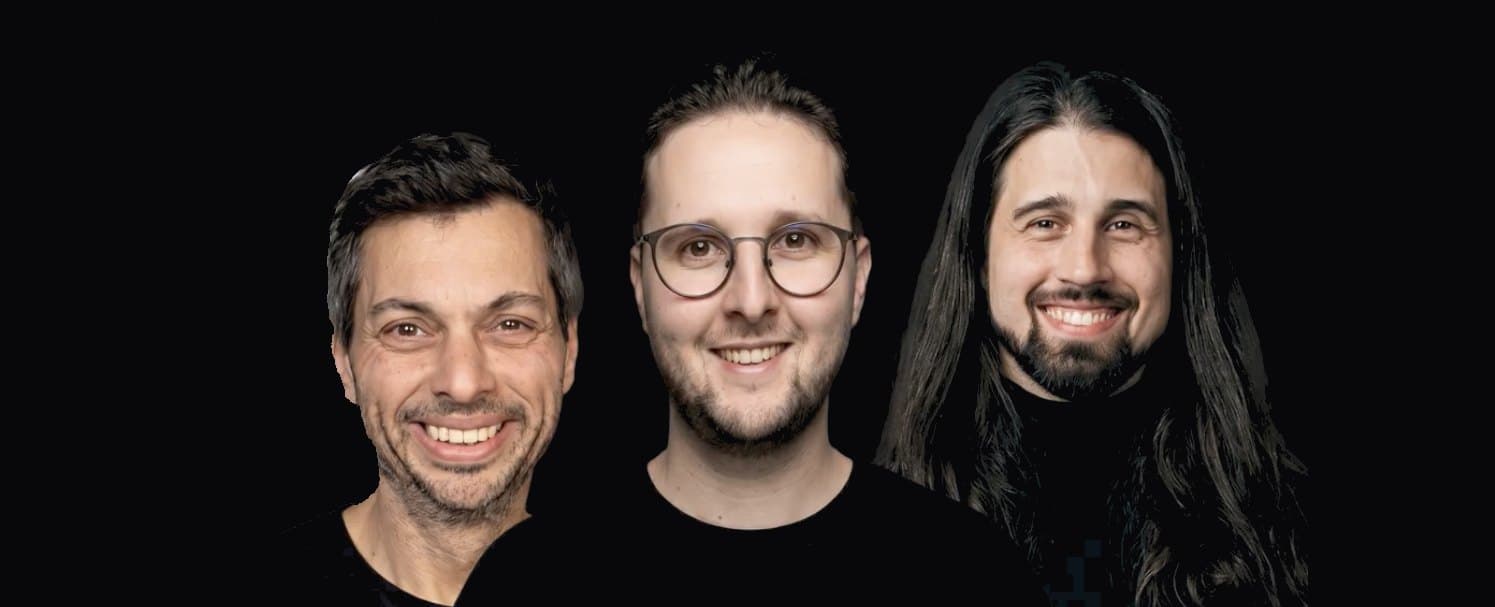 Michal Bočvarov, Filip Šabacký a Dalibor Mráz, lektoři workshopu AI adopce ve firmách